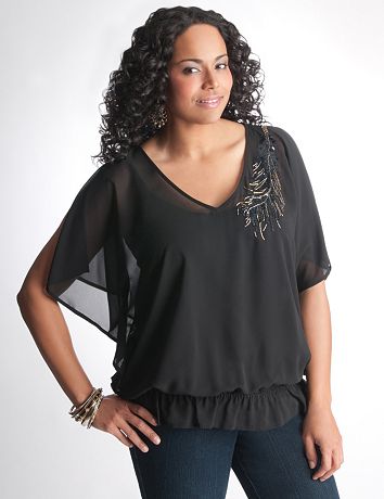 Full Figure Embellished Blouse by Lane Bryant