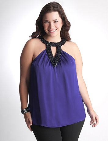 Plus Size Beaded Halter Top by Lane Bryant