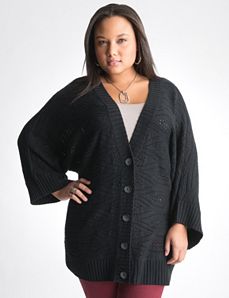 Pointelle dolman cardigan by Lane Bryant
