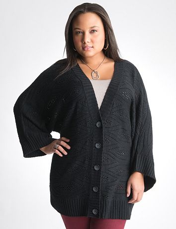 Pointelle dolman cardigan by Lane Bryant