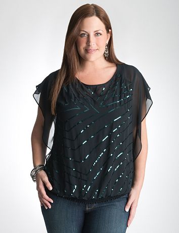 Sequin smocked hem blouse