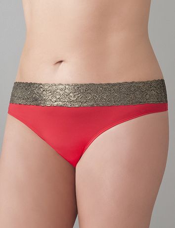 Plus Size Thong with Metallic Lace by Cacique