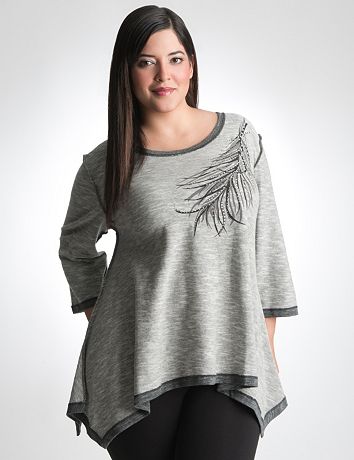 Embellished feather sharkbite top by Lane Bryant