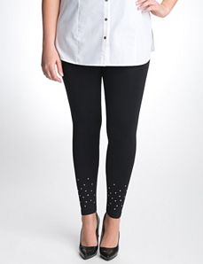 Control top leggings with rhinestones