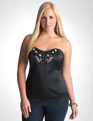 Embellished satin bustier by Lane Bryant