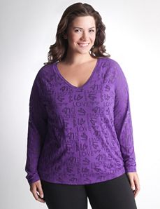 Long Sleeve Burnout Active Tee by Lane Bryant