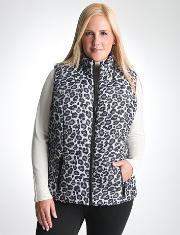 Full Figure Leopard & Solid Reversible Puffer Vest