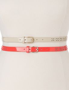 Plus Size Perforated skinny belt duo by Lane Bryant