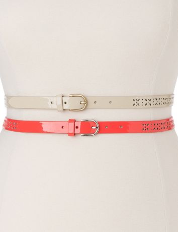Plus Size Perforated skinny belt duo by Lane Bryant