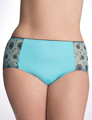 Full Figure Floral embroidered midi brief