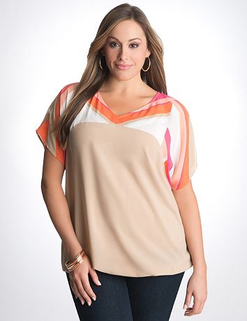 Striped shoulder blouse by Lane Bryant