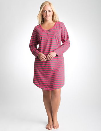 Full Figure Striped Sleep Shirt by Cacique