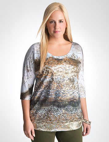 Full Figure Foil Print Tee by Lane Bryant