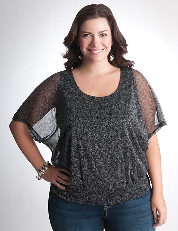 Plus Size Banded Bottom Sparkle Top by Lane Bryant
