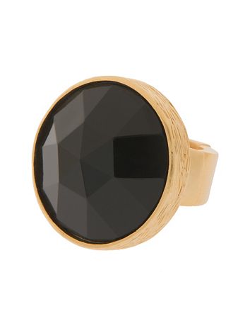 Lane Collection faceted black & goldtone ring