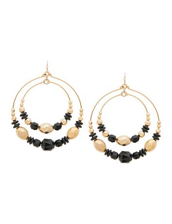 Lane Collection black & goldtone hoop earrings