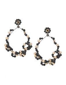 Black & Goldtone Hoop Earrings by Lane Bryant