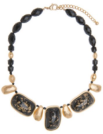 Lane Collection black & goldtone bead necklace