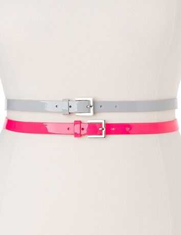 Patent skinny belt duo by Lane Bryant