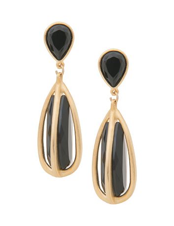 Black & goldtone pendant earrings