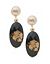 Black & goldtone oval drop earrings