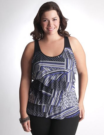 Full Figure Print Tiered Tank by Lane Bryant