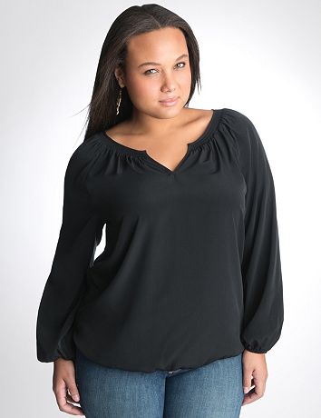 Smock neck peasant blouse