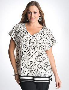 Pebble print short sleeve blouse by Lane Bryant