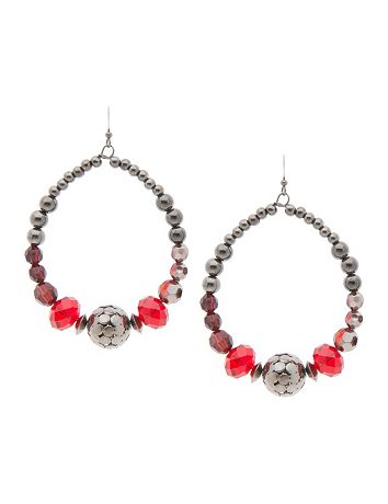 Faux garnet & hematite hoop earrings by Lane Bryant