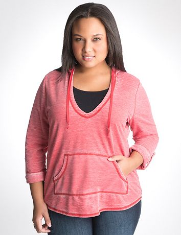 Washed pullover hoodie by Lane Bryant