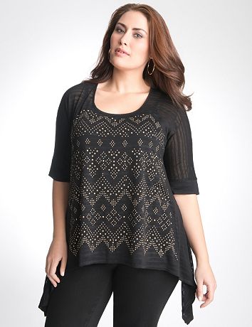 Embellished shark bite tunic by Lane Bryant