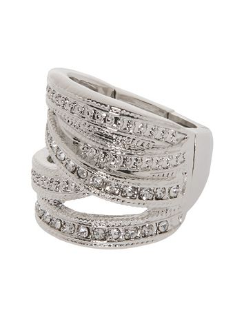 Criss cross rhinestone ring by Lane Bryant