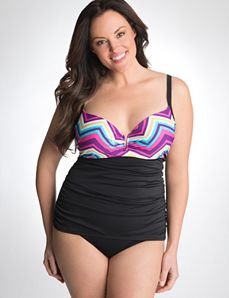 Striped swim tank with built-in balconette bra by Cacique