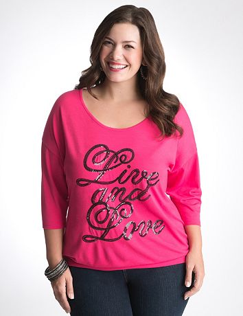 Live and Love sequin dolman top by Lane Bryant