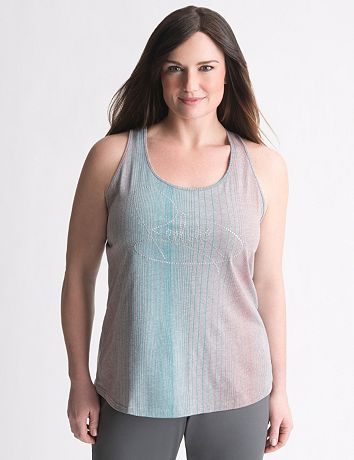 Full Figure Striped Logo Tank by Reebok