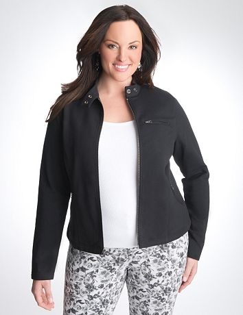 Plus Size Terry Moto Jacket by Lane Bryant