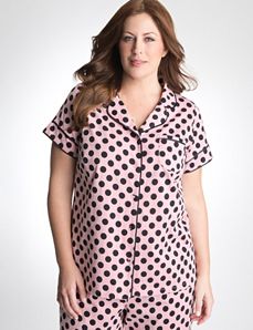 Plus Size Polka Dot Button-up Sleep Top by Cacique