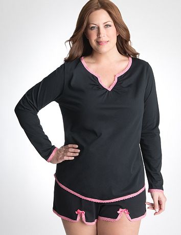 Plus Size Lace Trim Sleep Tee by Cacique