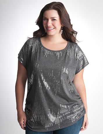Full Figure Sequin Dolman Tee by Lane Bryant