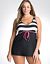 Striped swim tank with built in no wire bra