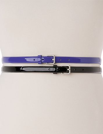 Plus Size Patent Skinny Belt Duo by Lane Bryant