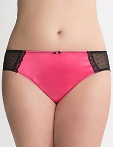 Lace trim satin hipster panty