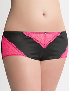 Satin & lace boyshort panty