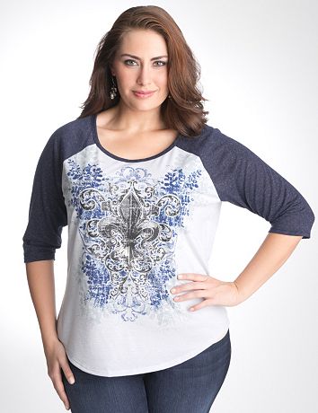 Fleur de lis baseball tee by Lane Bryant