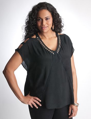 Plus Size Embellished Top by DKNY JEANS