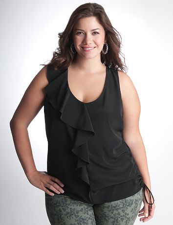 Plus Size Ruffled Tank Top by DKNY JEANS