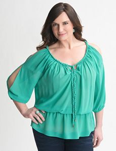 Braided cold shoulder top