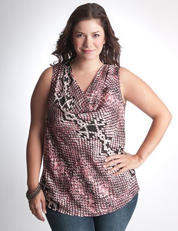 Full Figure Cowl Neck Top by DKNY JEANS