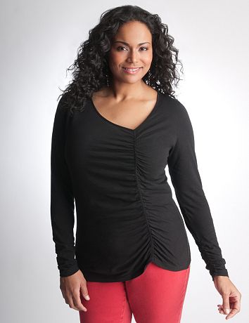Plus Size Ruched Long Sleeve Top by DKNY JEANS