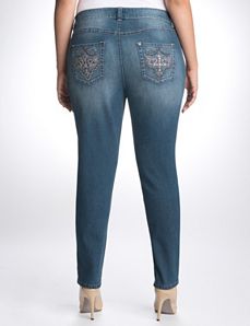 Plus Size Rhinestone Slim Fit Jean